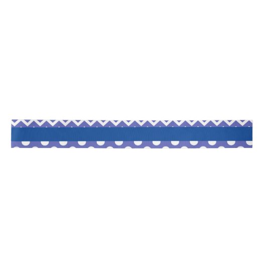 Blauwe en witte Chevron en Polka stippen Lint (Voorkant)