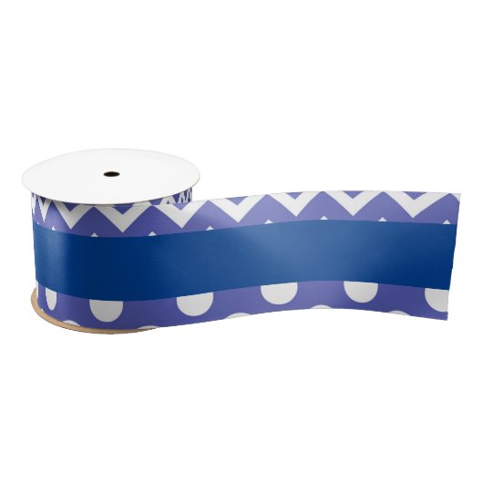 Blauwe en witte Chevron en Polka stippen Lint (Spoel)