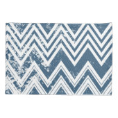 Blauwe en witte Chevron Grunge Stripes Kussensloop (Achterkant)