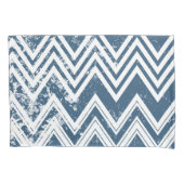 Blauwe en witte Chevron Grunge Stripes Kussensloop (Voorkant)