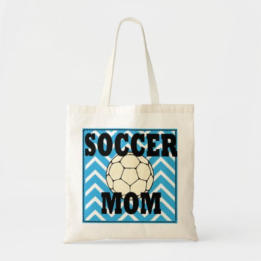 Blauwe en witte Chevron Soccer Mam Canvas tas (Voorkant)