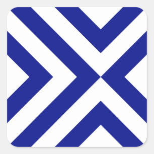 Blauwe en Witte Chevrons Vierkante Sticker