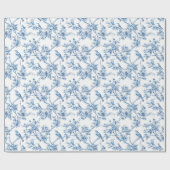 Blauwe en witte Chinoiserie Bloemvogels Cadeaupapier (Vlak)