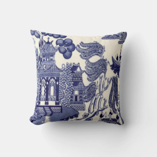 Blauwe en witte Chinoiserie Kussen