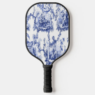 Blauwe en witte Chinoiserie Pickleball Paddle