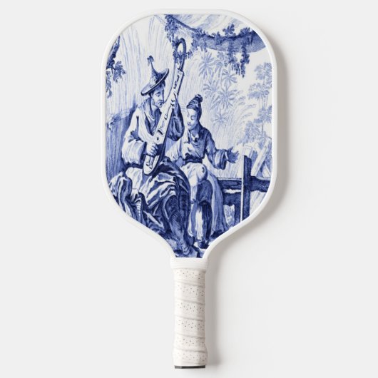 Blauwe en witte Chinoiserie Pickleball Paddle (Voorkant)
