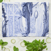 Blauwe en witte Chinoiserie Theedoek (Gevouwen)