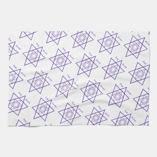 Blauwe en witte davidster voor Chanoeka Theedoek (Horizontaal)