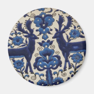 Blauwe en witte deer tegel magneet