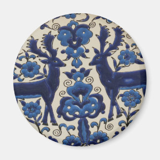 Blauwe en witte deer tegel magneet