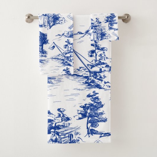 Blauwe en witte dodehanddoekset bad handdoek (Insitu)
