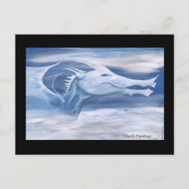 Blauwe en witte draak briefkaart