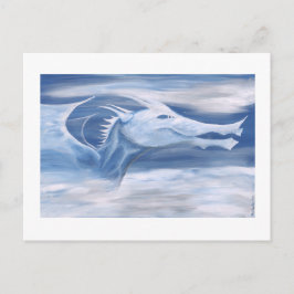 Blauwe en witte draak briefkaart