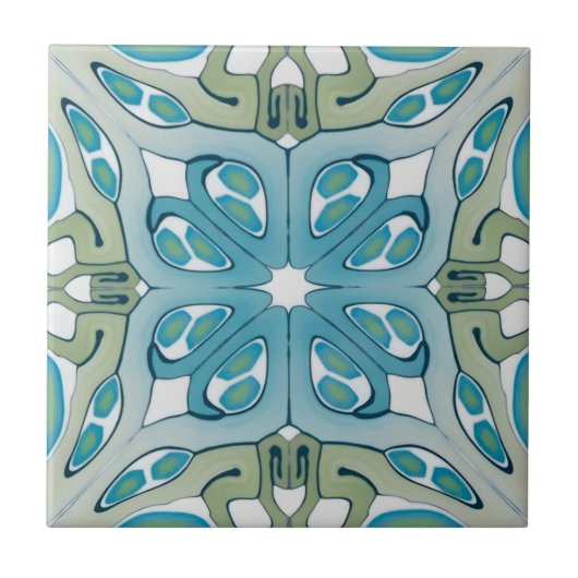 blauwe en witte fijne tegels tegeltje (Voorkant)