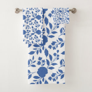 Blauwe en witte Floral Bad Handdoek