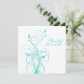 Blauwe en witte Floral Bridal Shower Kaart (Staand voorkant)