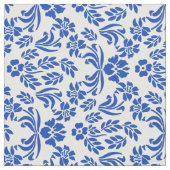 Blauwe en witte Floral Damask Pattern Fabric Stof (Close Up)