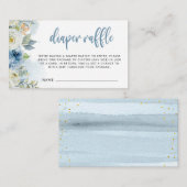 Blauwe en witte Floral Luier Raffle Enclosure Kaar Informatiekaartje (Voorkant / Achterkant)