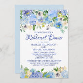 Blauwe en witte Floral repetitie Kaart (Voorkant / Achterkant)