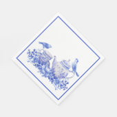 Blauwe en witte Floral Thea Pot met vogels Servet (Hoek)