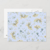 Blauwe en witte florale afdruk briefkaart (Voorkant / Achterkant)