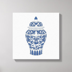 Blauwe en witte gember jar canvas afdruk