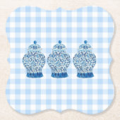 Blauwe en witte gember jars kartonnen onderzetters (Voorkant)