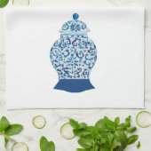 Blauwe en witte gember jars theedoek (Gevouwen)