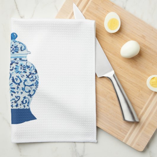 Blauwe en witte gember jars theedoek (Quarter Fold)