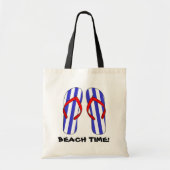 Blauwe en witte gestreept Teenslippers kunst Tote Bag (Voorkant)
