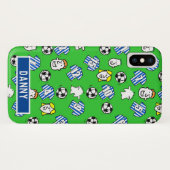 Blauwe en witte gestripte Footballs Shirten. Case-Mate iPhone Case (Achterkant (horizontaal))