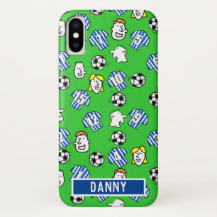 Blauwe en witte gestripte Footballs Shirten. iPhone X Hoesje