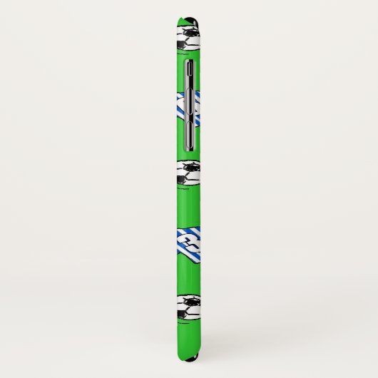 Blauwe en witte gestripte Footballs Shirten. Case-Mate iPhone Case (Achterkant/links)