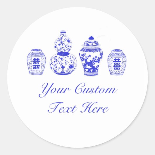  Blauwe en Witte Ginger Jar Stickers (Voorkant)