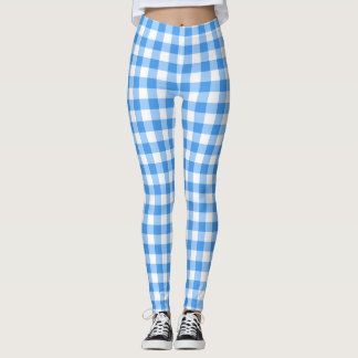 Blauwe en witte gingham cheques leggings