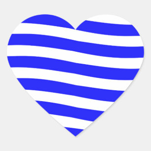 Blauwe en witte golven hart sticker