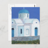 Blauwe en witte Grieks-Cypriotische kerk Briefkaart (Voorkant / Achterkant)