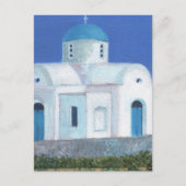 Blauwe en witte Grieks-Cypriotische kerk Briefkaart (Voorkant)