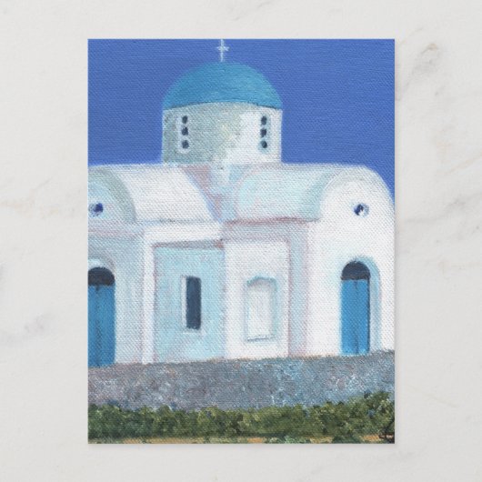 Blauwe en witte Grieks-Cypriotische kerk Briefkaart (Voorkant)