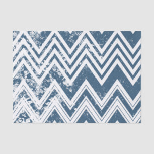 Blauwe en witte Grunge Chevron Tissuepapier