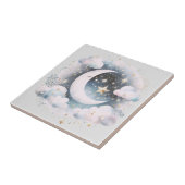 Blauwe en Witte Halve Maan Celestial Boho Modern Tegeltje (Zijkant)