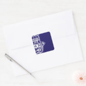 Blauwe en witte hamsa vierkante sticker (Envelop)