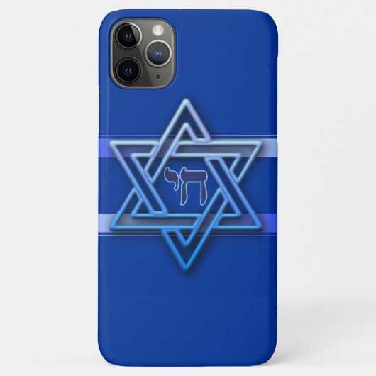 Blauwe en witte Hebreeuwse Chai ster van David Case-Mate iPhone Case (Achterkant)