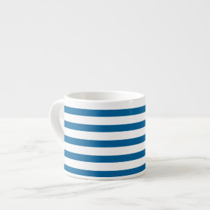 Blauwe en witte horizontale streep espresso kop