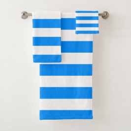 Blauwe en witte horizontale strepen bad handdoek