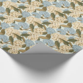 Blauwe en witte Hydrangea bloemen, en groene blade Cadeaupapier (Hoek)
