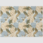 Blauwe en witte Hydrangea bloemen, en groene blade Tissuepapier (Voorkant)