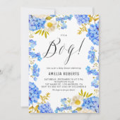 Blauwe en witte hydrangeas Het is een Jongen Baby  Kaart (Voorkant)