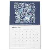 Blauwe en witte indigobosdieren kalender (Feb 2026)