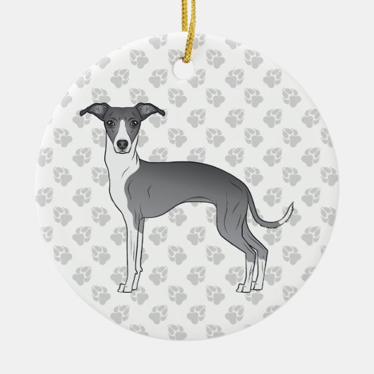 Blauwe en witte Italiaanse dolfijnen met poten Keramisch Ornament (Voorkant)